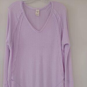 We The Free Clarity Thermal Top Medium Purple Waffle Knit Long Sleeve Tunic